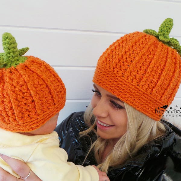 PUMPKIN HAT Crochet Pattern Halloween Hat pattern Pumpkin Hat Crochet pattern Beginner Friendly pattern Halloween costume Women Children