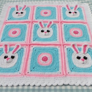 CROCHET BUNNY BLANKET Pattern - Bunny crochet blanket Pattern, Crochet Baby Blanket Pattern - Includes detailed photo tutorial, Pdf Pattern