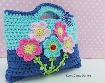 COCHET PATTERN Daisy Bag Pattern, girls bag pattern, Crochet Bag Pattern, Flower crochet Bag Pattern, Digital Crochet pattern, Purse Pattern