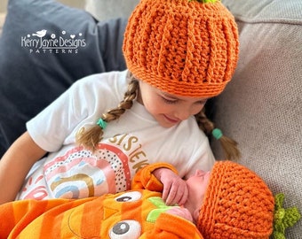 PLAYFUL PUMPKIN hat USA Crochet Pattern Halloween Hat Crochet pattern Crochet Pumpkin Hat Pattern 6 sizes Baby Toddler Child Teen Women Mens