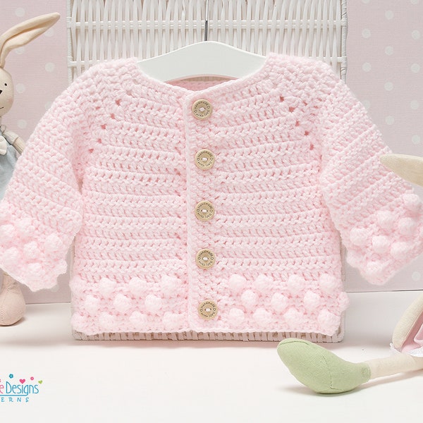 BOBBLE JACKET Crochet Pattern, Little Puffs Coatigan - For Babies and Children - Sizes Newborn up to 8 years - 60 photos tutorial included!
