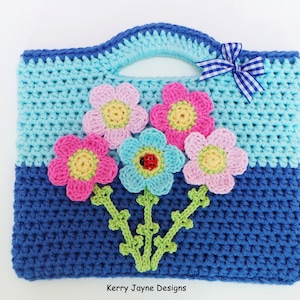 Darling Daisy Bag Pattern, Crochet bag Pattern, Girls Crochet Bag pattern Girls tote pattern Childs bag pattern Girls crochet purse pattern