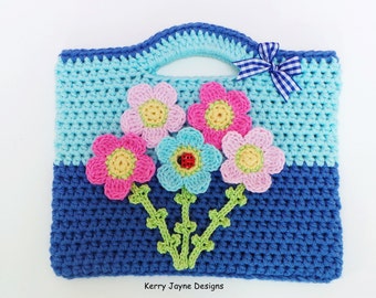 Darling Daisy Bag Pattern, Crochet bag Pattern, Girls Crochet Bag pattern Girls tote pattern Childs bag pattern Girls crochet purse pattern