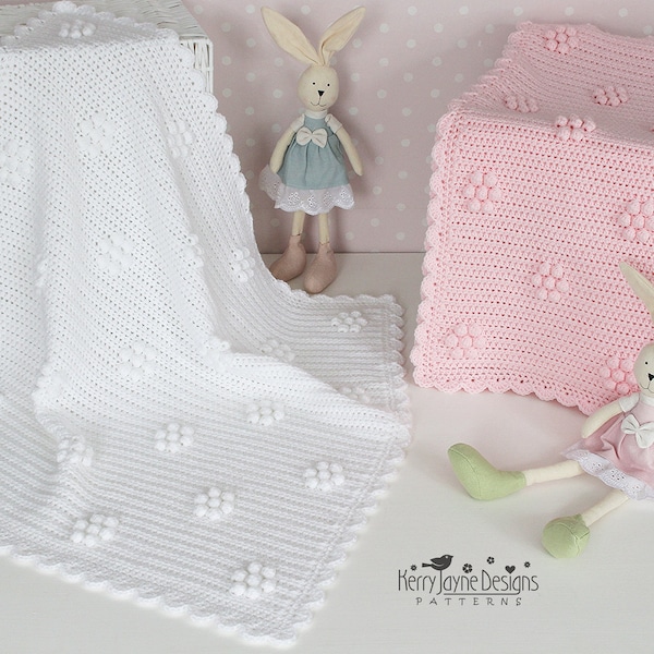 BLANKET CROCHET PATTERN - Bobble Flower Blanket and Throw Crochet Pattern, Includes full written instructions, Full Graph and Photo Tutorial