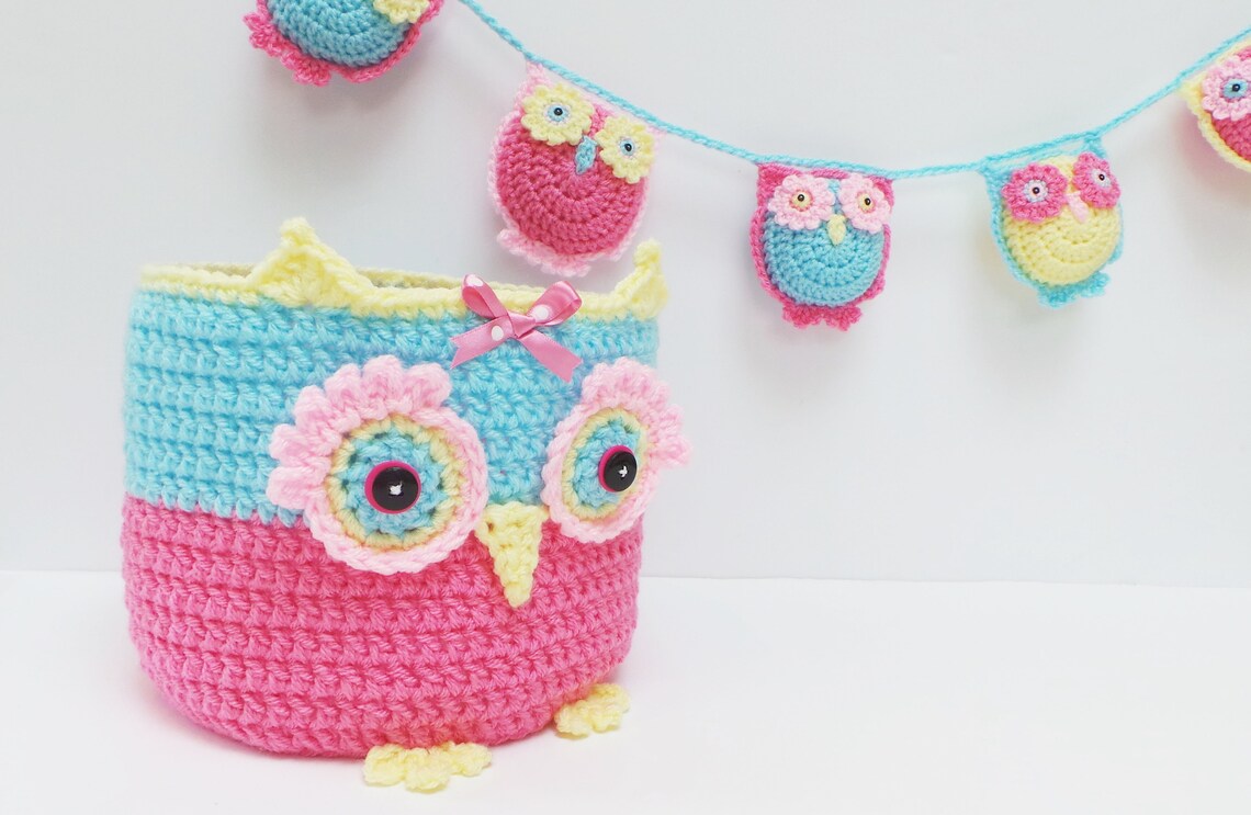 OWL BASKET FAMILY Crochet Pattern Crochet Owl Basket Pattern Etsy