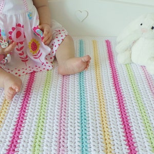 BEGINNERS CROCHET BLANKET Pattern - By Kjd Easy Baby blanket Pattern Cotton blanket pattern Striped baby crochet blanket Pdf pattern N0.20A