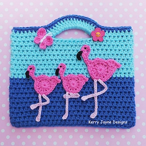 CROCHET BAG PATTERN Dancing Flamingos - By Kerry Jayne Designs Girls Crochet Bag pattern Crochet purse pattern Girls bag pattern Instant Pdf