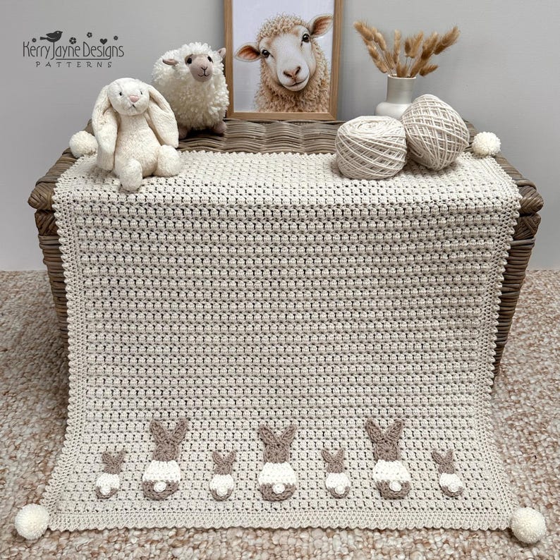 BABY BLANKET Crochet Pattern - Bunny Parade Blanket - Includes 2 Tutorials for Blanket and Bunnies 2 sizes included - PDF Crochet Pattern image 4