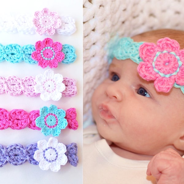 HEADBAND PATTERN By KerryJayneDesigns, BABY Headband Pattern Flower Headband pattern Crochet Headband pattern 8 sizes easy headband Uk Pdf