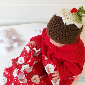 Christmas Crochet hat Pattern MUMMY'S LITTLE PUDDING Festive Baby Crochet Pattern - 3 sizes - Preemie/Newborn, 0 - 6 m, 6 - 12 m Pdf Pattern