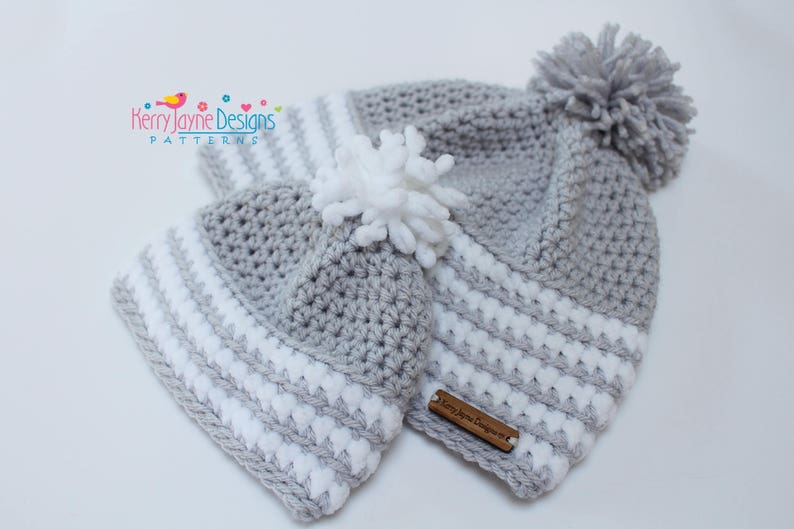 CROCHET HAT PATTERN Arctic Flurry Crochet Hat Pattern Winter Hat Crochet Pattern Pom Pom Hat pattern Sizes, Baby Toddler Child Teen Adult xl image 8