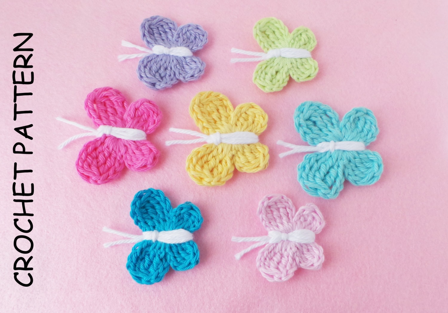 BUTTERFLY CROCHET PATTERN By Kerry Jayne Designs Crochet Butterfly pattern Crochet Applique pattern Butterfly embellishment pattern Pdf Usa