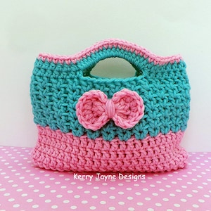 CROCHET Bag Pattern Cutie bow bag Girls Crochet tote bag pattern pink bow bag pattern christmas Bag crochet pattern crochet purse pattern UK