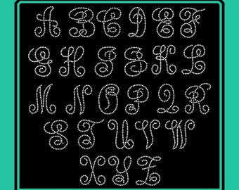 Rhinestone Alphabet Font Template Letters - Monogram - 4 Inch - Download Transfer Template-Pattern-Stencil - DIY - Sticky Flock