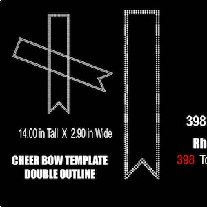 Cheer Bow - Double Outline - Rhinestone Transfer Template - Digital Download SVG