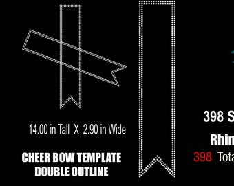 Cheer Bow - dubbele omtrek - overdrachtsjabloon strass - digitale download SVG