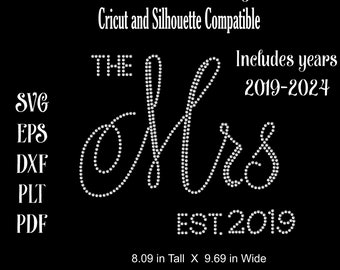 The Mrs. Rhinestone Transfer Template for Bride-Wedding-Bachelorette