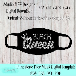 Black Queen - Face Mask Rhinestone Instant Download SVG, EPS Digital Transfer Template