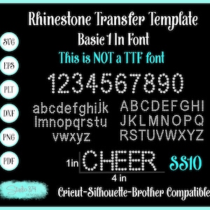 Rhinestone Alphabet Font Letters Template DOWNLOAD - Basic Single Line Font - Upper, Lower, and #s - 1 in - Cut Ready- Transfer Sticky Flock