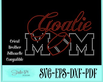 Descarga digital SVG de diamantes de imitación de hockey - Plantilla de transferencia de Stickly Flock - Goalie Mom