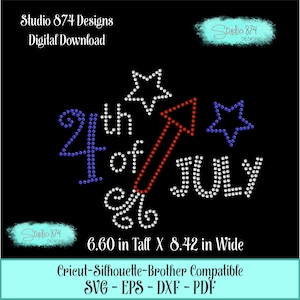 4 juillet strass modèle SVG - 4e patriotique - troupeau collant en téléchargement numérique EPS