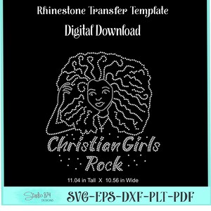 Pochoir de modèle de transfert de strass foi - Christian Girls Rock - fichier de coupe SVG troupeau collant
