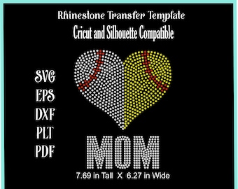 Baseball Softball Mom Rhinestone Transfer Template - SVG Instant Download