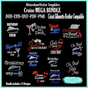 Cruise Rhinestone Mega Bundle - Faux rhinestone designs - Digital download sticky flock template