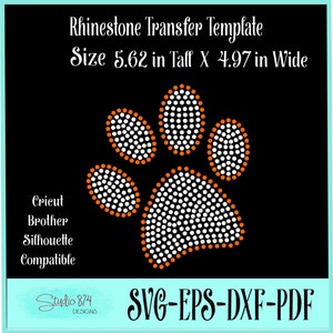 Paw Rhinestone SVG Template - Tigers mascot, Mascot Cougars