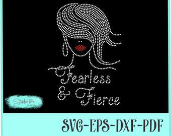 Rhinestone Transfer Template Pattern Stencil - Fearless and Fierce - Party - Sassy - Sexy Cute-  DOWNLOAD ONLY - DIY - Sticky Flock