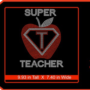 Super Teacher - Rhinestone Transfer Template Pattern -  School - Stencil - DIY - Sticky Flock - SVG