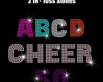 Rhinestone Alphabet Template Font Letters - DOWNLOAD ONLY Multi Line Block- 2 Inch - Uppercase plus Numbers - Transfer Template Sticky Flock