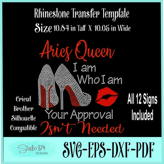 Birthday Queen with Birth Sign Rhinestone Multi Dec Instant Download SVG, EPS Digital Transfer Template - I am Who I am