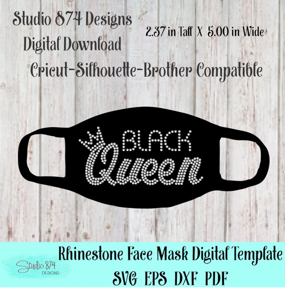 Black Queen - Face Mask Rhinestone Instant Download SVG, EPS Digital Transfer Template