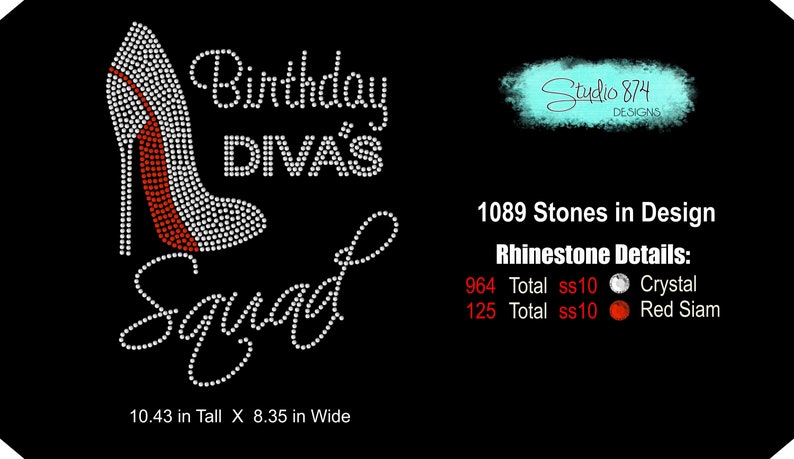 Download Birthday Diva Entourage Squad Rhinestone Transfer Template | Etsy
