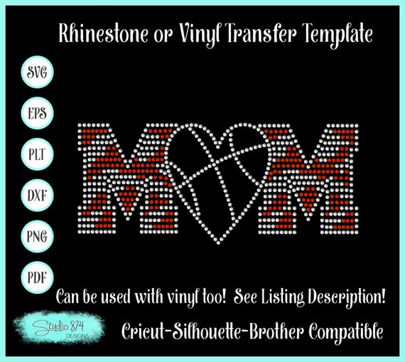 Basketball Mom Rhinestone SVG Templte - EPS Sticky Flock Instant Download Stencil