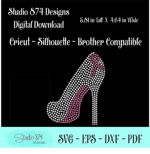 Breast Cancer Awareness High Heel Rhinestone Shoe Instant Download SVG, EPS Digital Transfer Template - Add On