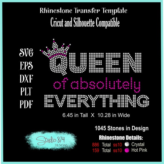 Queen Rhinestone Instant Download Transfer Template - Instant Download SVG