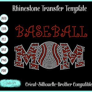 Baseball Mom Rhinestone Transfer Template Pattern Stencil download SVG Cut File  - DIY - Sticky Flock