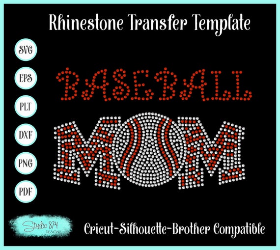 Baseball Mom Rhinestone Transfer Template Pattern Stencil download SVG Cut File  - DIY - Sticky Flock