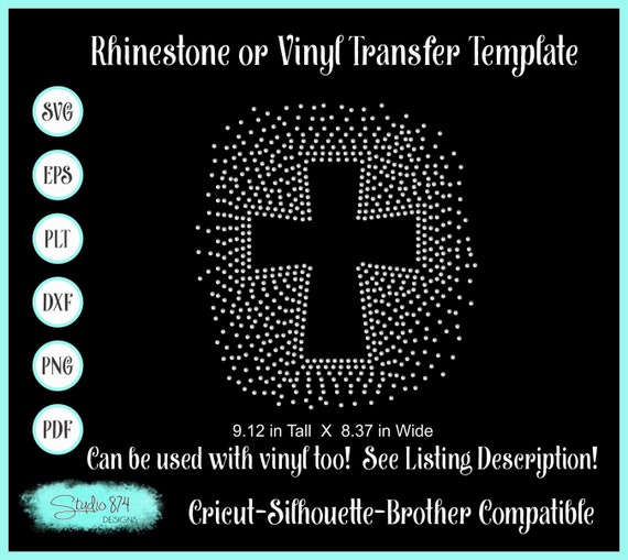 Rhinestone Cross SVG Template - Faux Rhinestone Design - Sticky Flock Instant Download