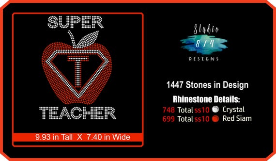 Super Teacher - Rhinestone Transfer Template Pattern -  School - Stencil - DIY - Sticky Flock - SVG