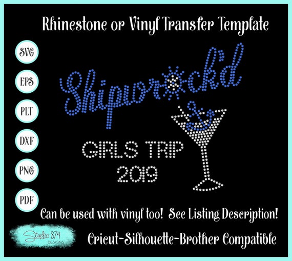 Girls Trip Rhinestone SVG Template - Cruise Shipwrecked Sticky Flock EPS Digital Download - Faux Rhinestone Design