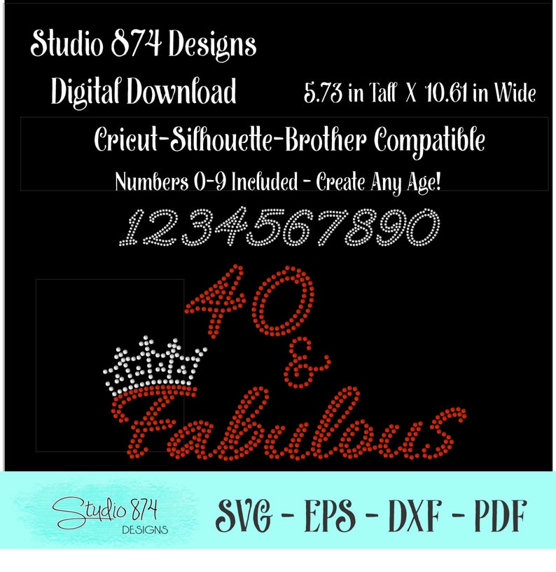 Download Birthday Rhinestone SVG 30 40 50 and Fabulous Custom Age ...