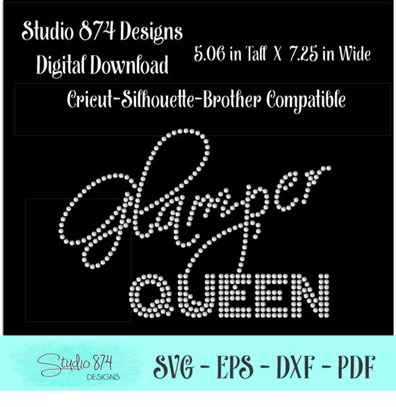 Glamper Queen Glamping Rhinestone Instant Download SVG, EPS Digital Transfer Template