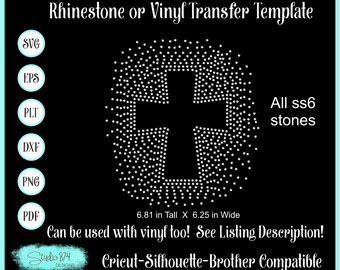 Rhinestone Cross SVG Template - Faux Rhinestone Design - Sticky Flock Instant Download