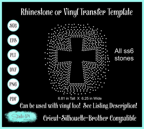 Rhinestone Cross SVG Template - Faux Rhinestone Design - Sticky Flock Instant Download