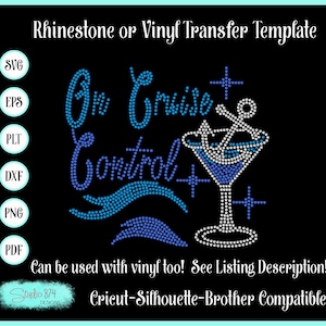 Cruise Rhinestone SVG Template - Faux Rhinestone Digital Design- Sticky Flock Stencil Instant Download