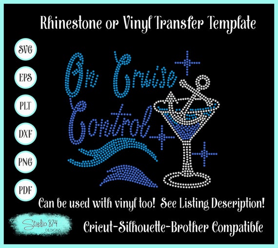 Cruise Rhinestone SVG Template - Faux Rhinestone Digital Design- Sticky Flock Stencil Instant Download