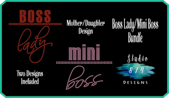 Diva Rhinestone Instant Download SVG, EPS Digital Transfer Template - Boss Lady Mini Boss - Mother Daughter Bundle